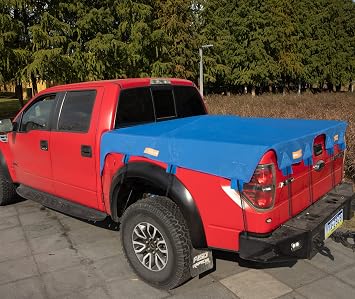 Pickup Truck Bed Tarp Cover for Short Box (5.7' Box), Blue