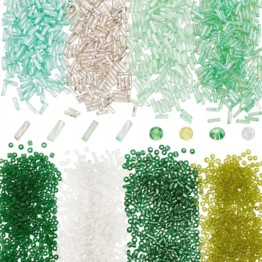 L 3600pcs 12 Colors Bugle Beads 6~7x2mm Glass Tube Beads AB Color Round Bugle Seed Beads Transparent Small