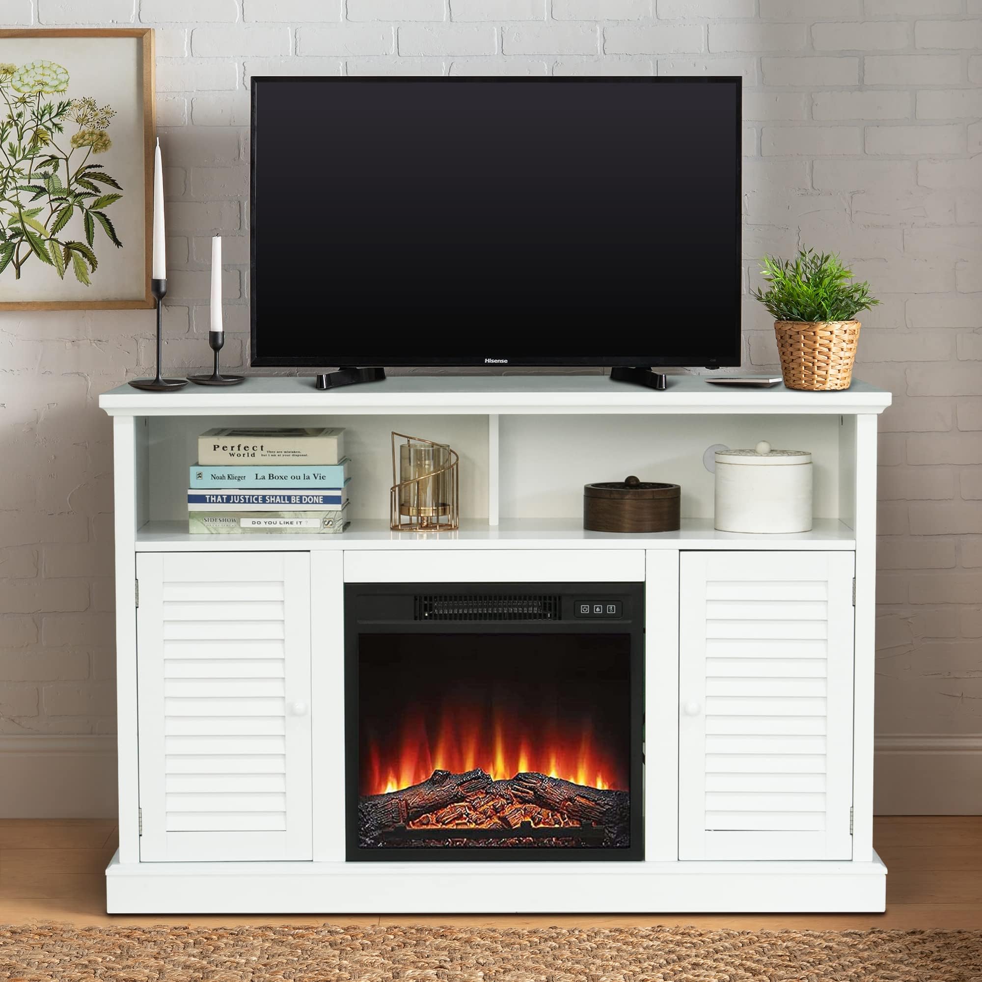 Amazon.com: MAISON ARTS 47" White Fireplace TV Stand with Electric ...