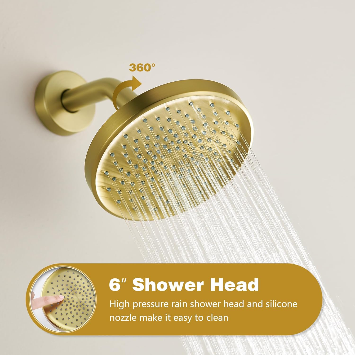 Tohlar Brushed Gold Shower Faucet Set with Tub Spout and Gold Shower Faucet Set with Valve