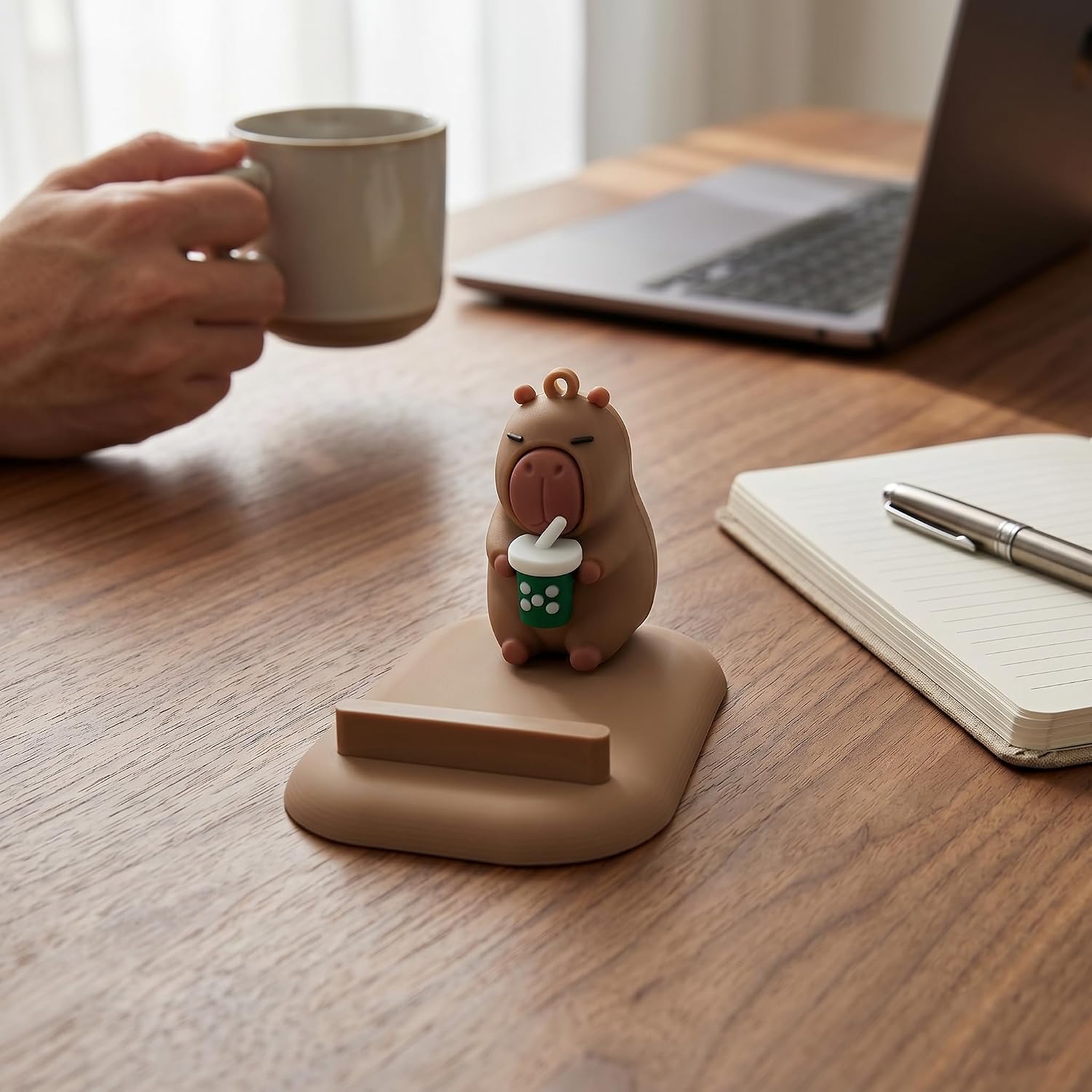 Capybara Phone Stand (Boba) - Sturdy Universal Holder for Smartphones, iPhone & Android - Cute Animal Desk Accessory, Novelty Kawaii Decor Gift for Capybara Lovers