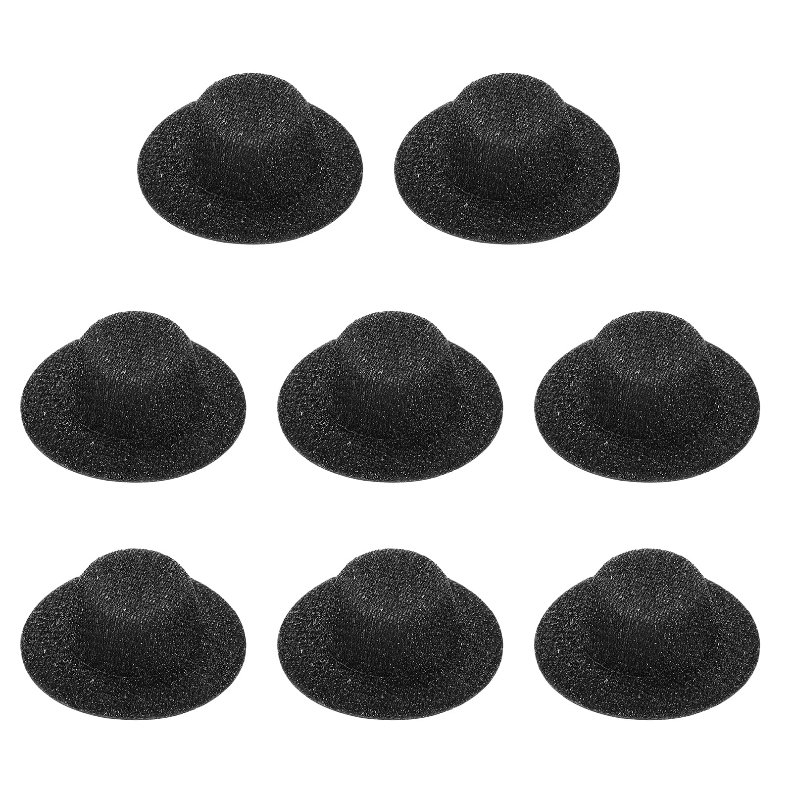 PATIKIL Mini Hats for Crafts, 8 Pcs 18mm ID Sparkling Mini Cowboy Hats Miniature Formal Top Caps for DIY Dollhouse Decoration Hair Accessories Snowman Weddings Party, Black
