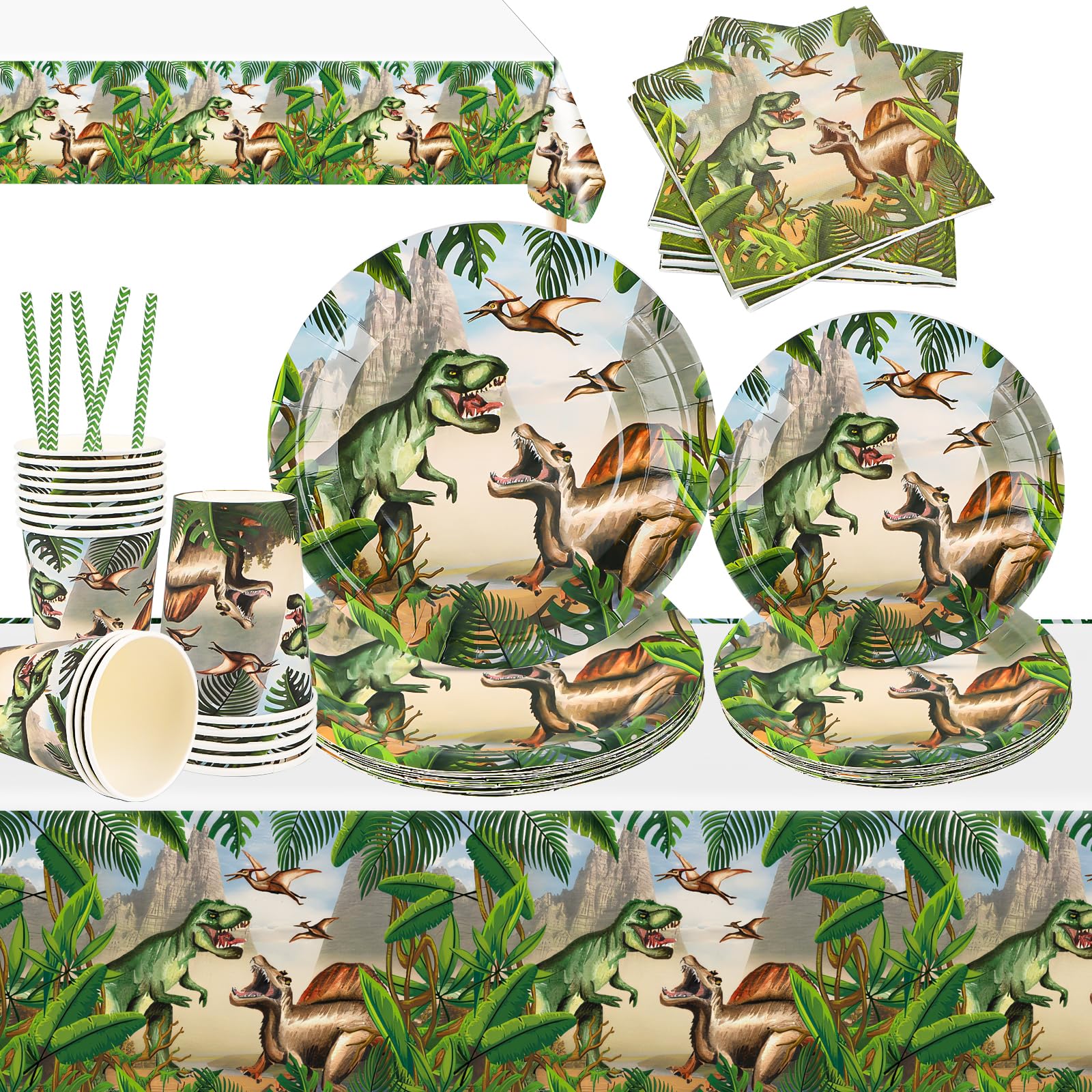 WERNNSAI Dinosaurier Snack-Tabletts – 24 Papierboxen, Dino-Design, Für Geburtstagsparty, Filmabend & Picknick, Wegwerfbar, Kinderfreundlich