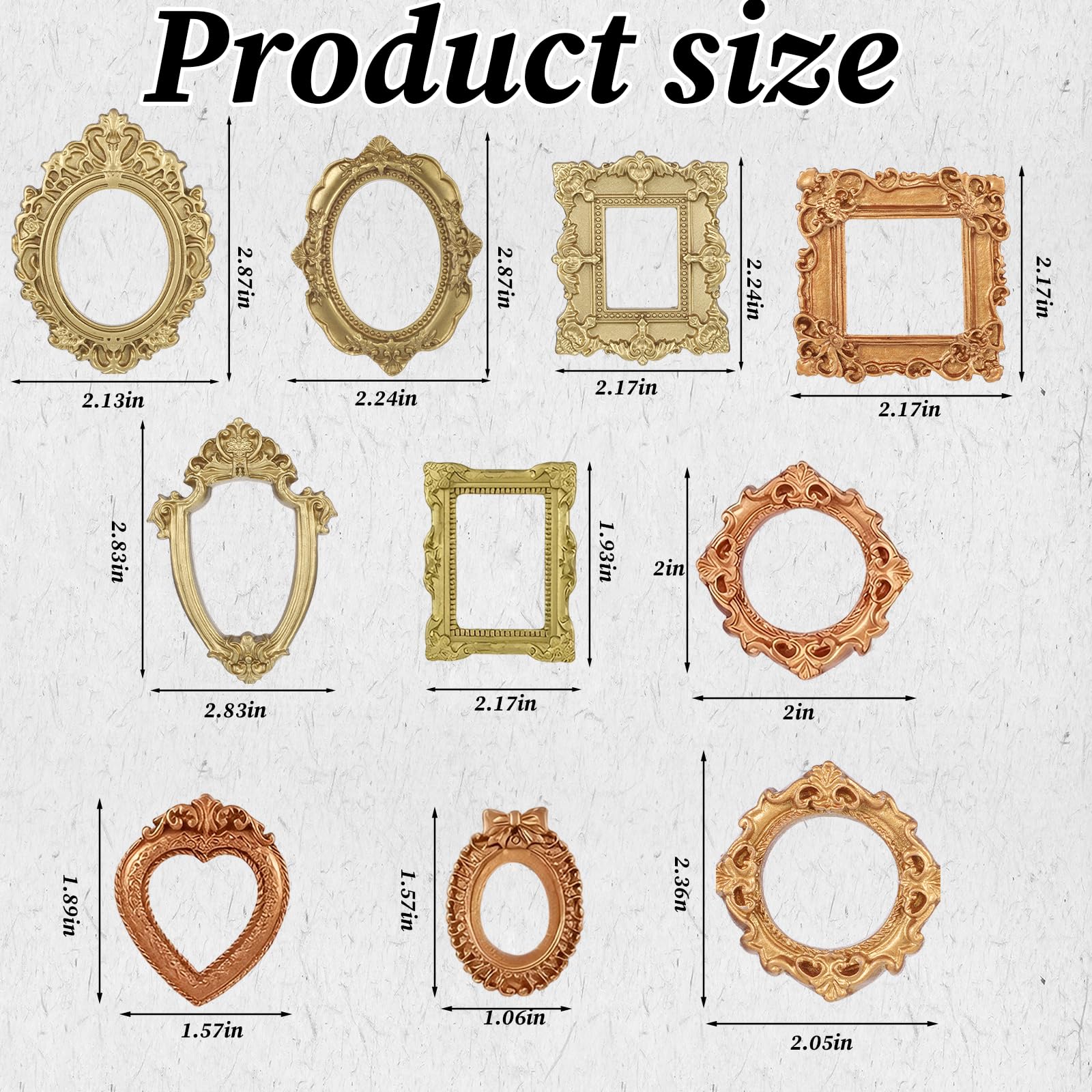 10 sztuk mini ramek na zdjęcia w stylu vintage, z żywicy syntetycznej, małe, antyczne, złote, małe ramki na zdjęcia w stylu barokowym, do obrazów, wytłaczane rekwizyty fotograficzne, dekoracja ścienna
