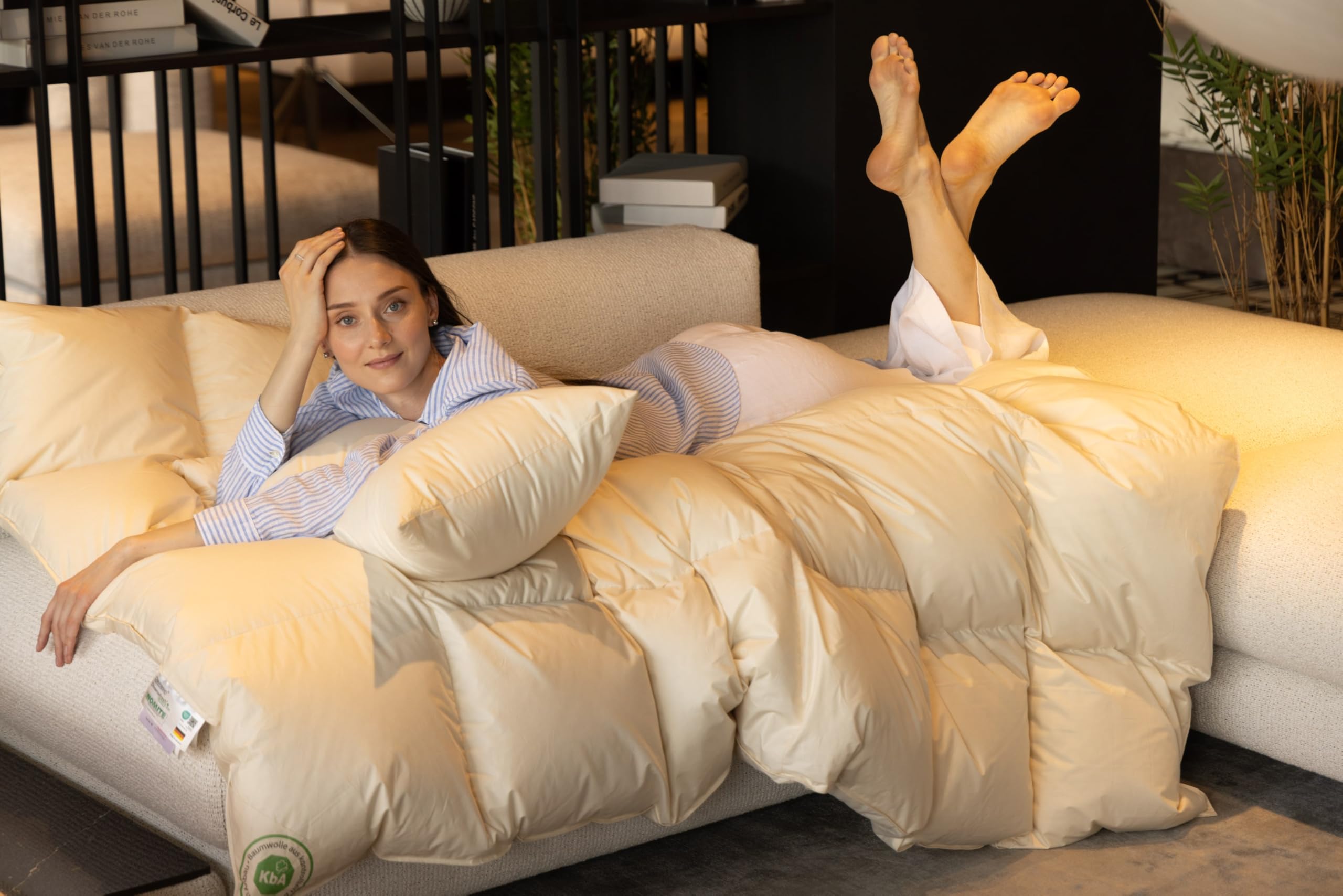 Bio-Luxe-KBA Daune Kissen Organic GÄNSE Deutsche Qualitat alle Größen 30% Daune (80x80cm MITTELFEST)