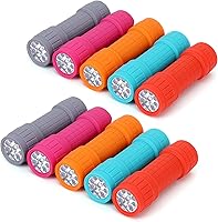 FASTPRO 10-Pack 9-LED Mini Flashlights with Pre-Installed AAA Batteries - Ideal for Camping, Weddings, Kids, Emergencies (Assorted Colors)