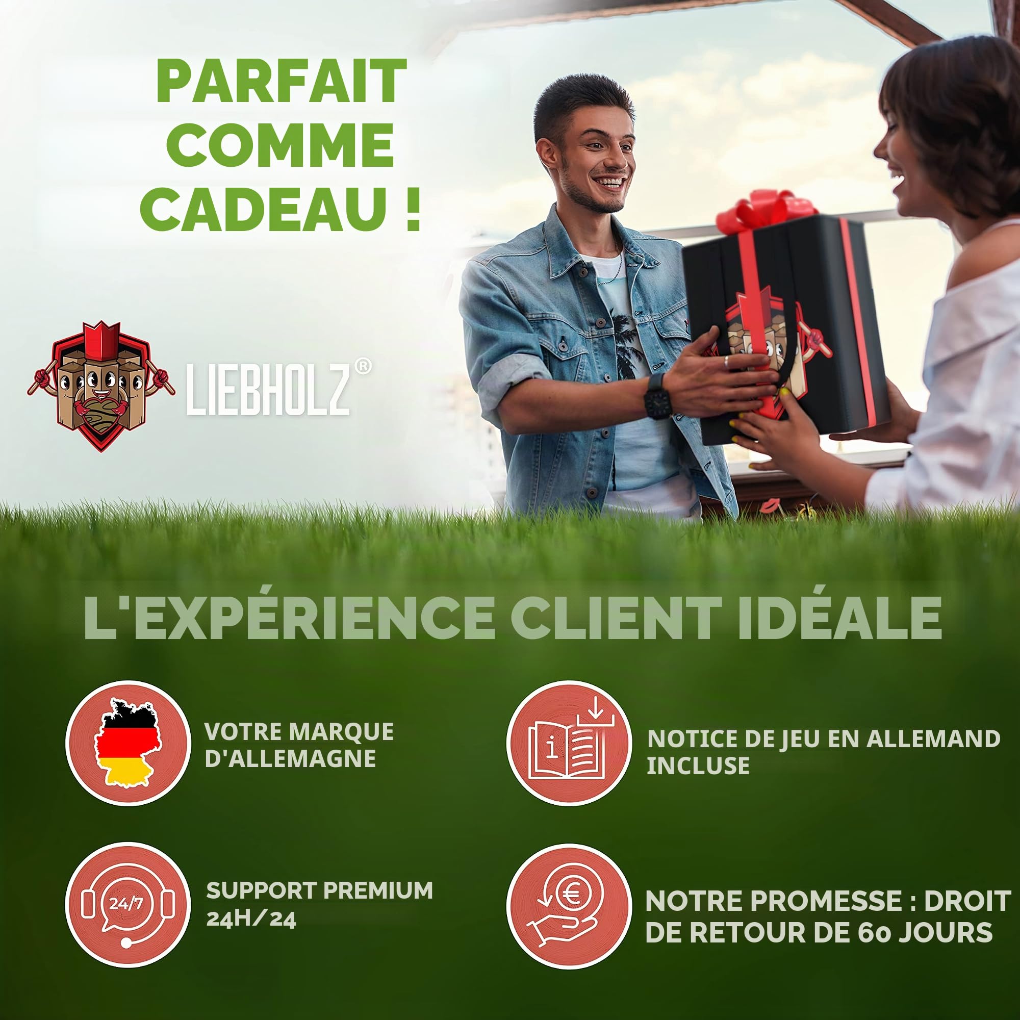 Jeu de Lancer Kubb Viking Original [vainqueur du Test] avec Sac de Transport et Instructions de Jeu | Échecs suédois en Bois d'hévéa FSC | Jeu Viking XL Robuste pour Une Utilisation en ext