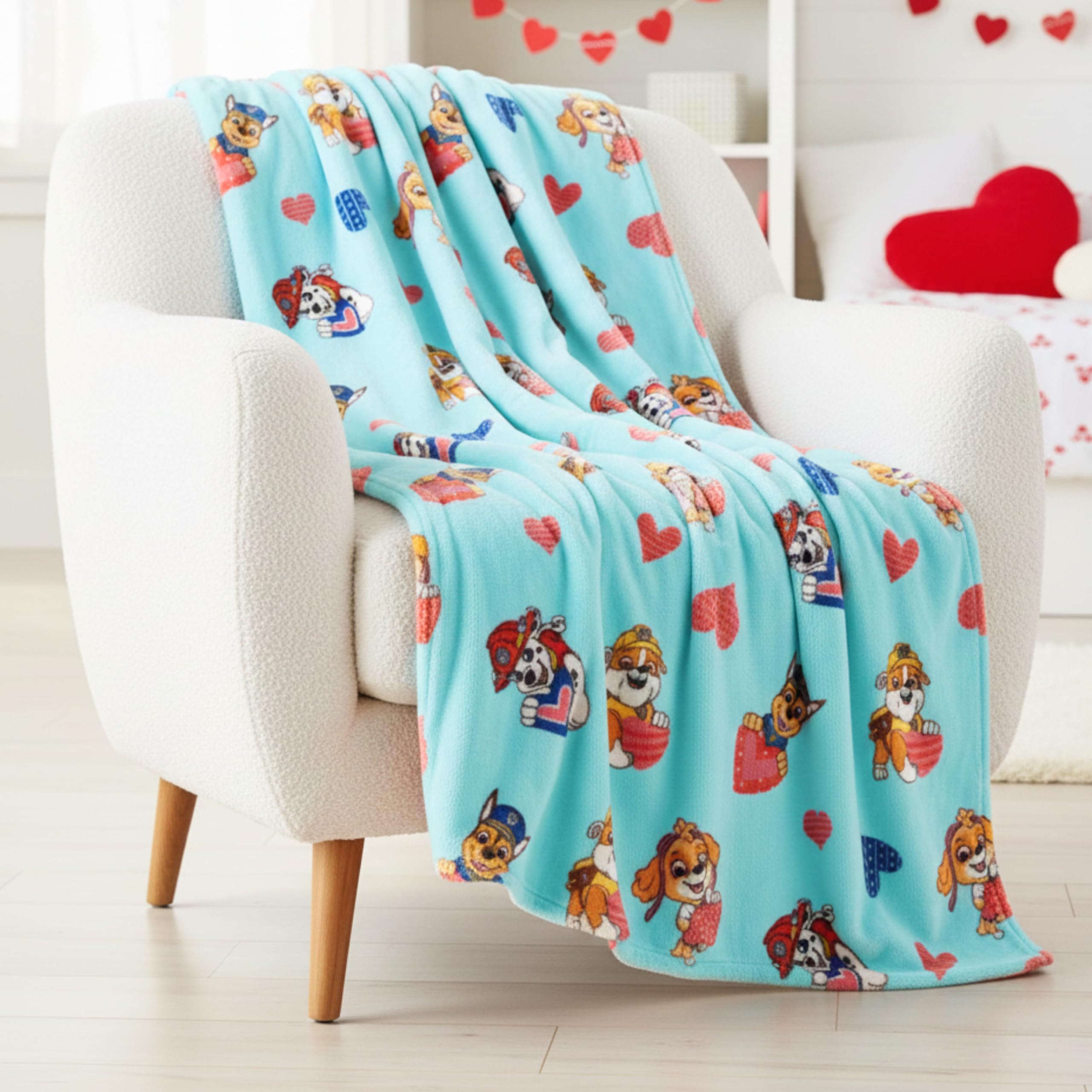 Paw Patrol Valentine's Day Bedding Super Soft Plush Cozy Throw, 60 in x 70 in, (Officially Licensed Product) by Franco Collectibles