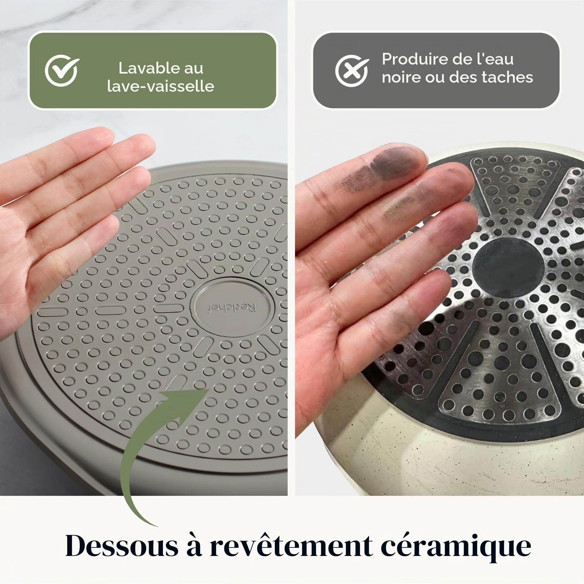 Redchef Poêle à crêpes, 26 cm, en céramique antiadhésive, sans PTFE, sans PFOA, résistante aux rayures, passe au lave-vaisselle, grise