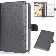 Server Book for Waitress-Leather Waitress Book Organizer with Zipper Pocket Cute Waiter Book Server Wallet with Magnetic Closure, Grey