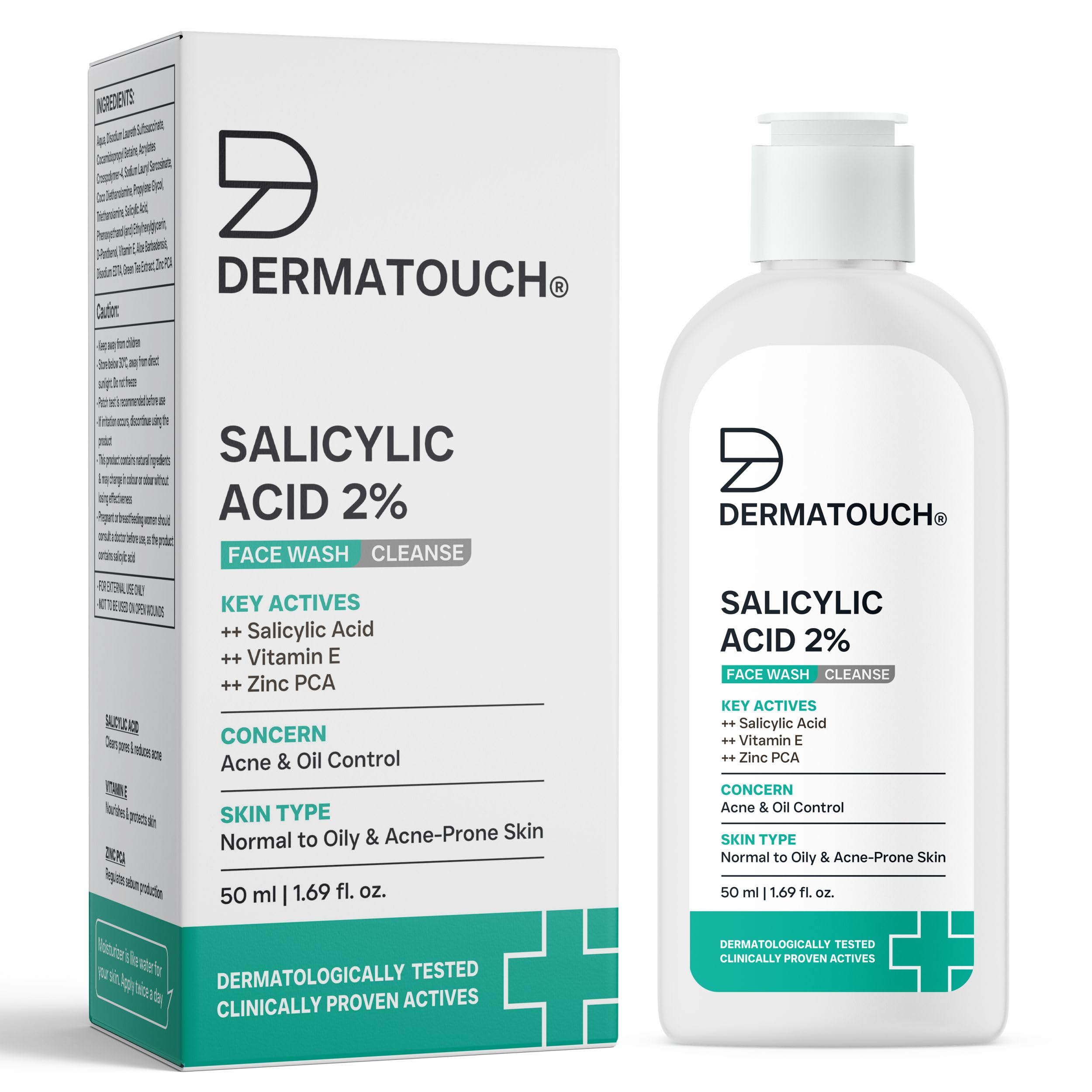 DERMATOUCH Salicylic Acid 2% Face Wash | For Acne & Oil Control | Suitable to All Skin Types | For both Men & Women | 50.00 ml (Pack of 1)