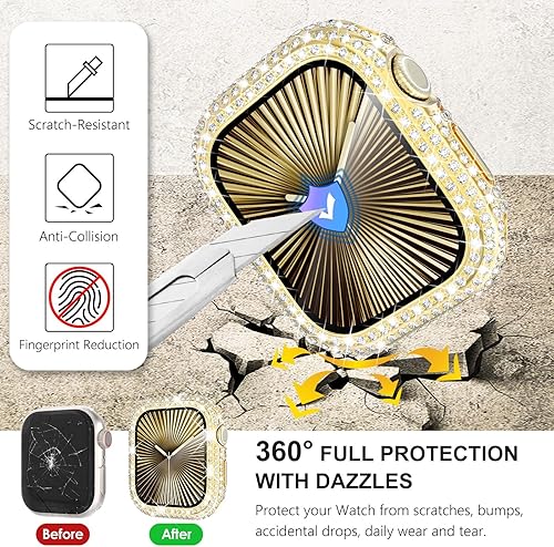 Vista 25 de WINGLE Paquete de 10 fundas protectoras de pantalla para Apple Watch de 1.575 pulgadas SE 3/2/1 Series 6 5 4 con vidrio templado, carcasas Paquete