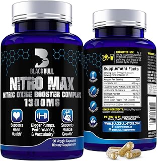 BlackBull Nitro Max - Nitric Oxide Supplement - l arginine - l-citrulline Supplements for Men - Nitric Oxide Flow - Nitric Oxide Pills for Men - l-arginine -NO Nitric Oxide Booster