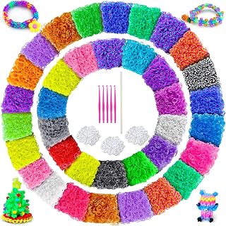 ROSHUKG 7500 Rubber Band Bracelet Kit, 36 Colours Rubber Band Refill Making Kit for Girls Weaving DIY Crafting Gift