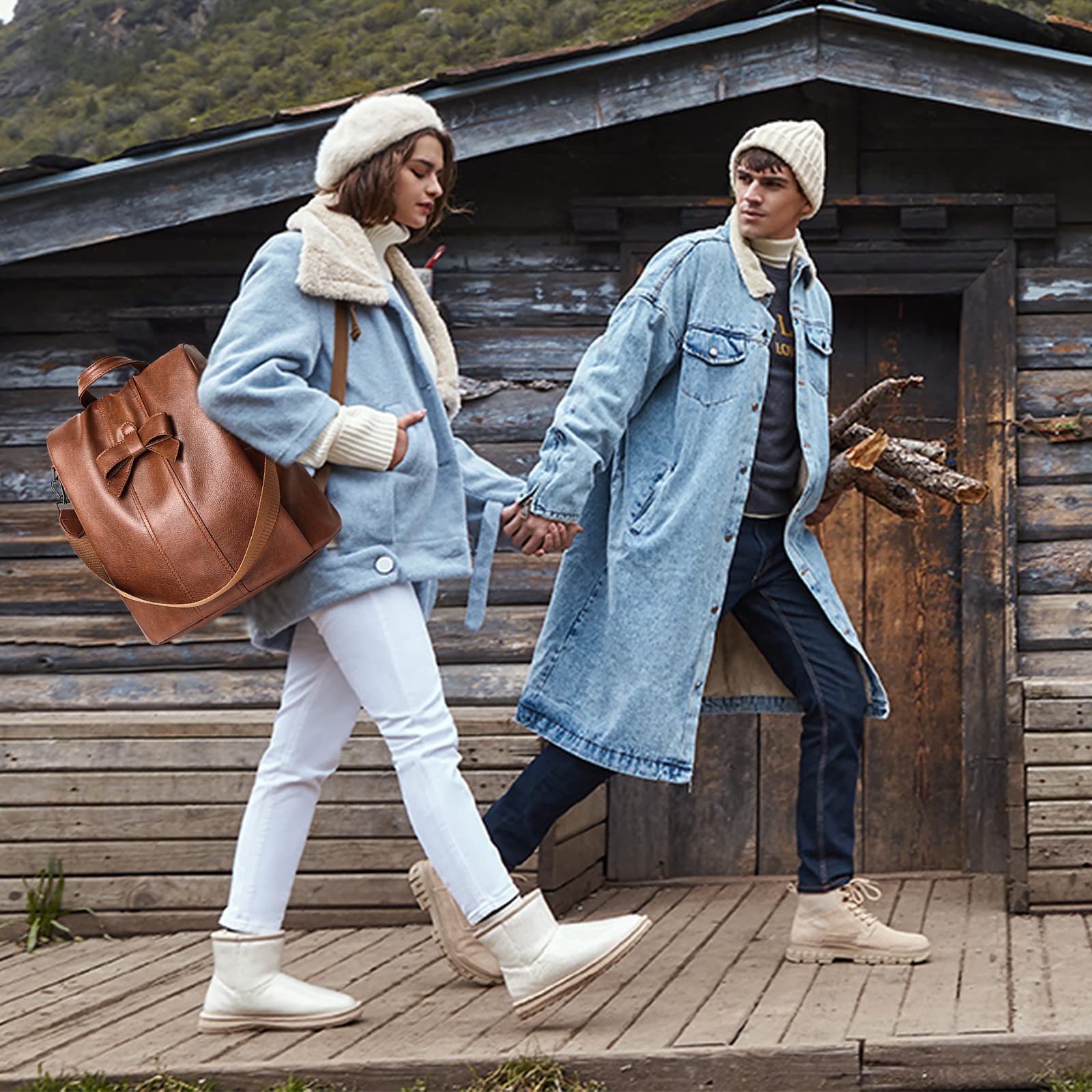 NICOLE & DORIS Zaino Donna Pelle Zaino Antifurto Zainetto Viaggio Borsa da Scuola Zainetti Casual Daypack Grande Capacità Zaino Convertibile Borsa a Tracolla per Shopping Marrone