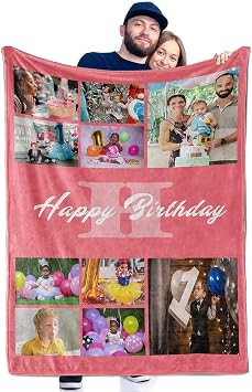 Birthday Blanket Personalized Photo Blankets for Mom Custom Throw Blanket with Pictures Customized Photo Gifts for Daughter Friends, Multi Colors AvailableCollage-10