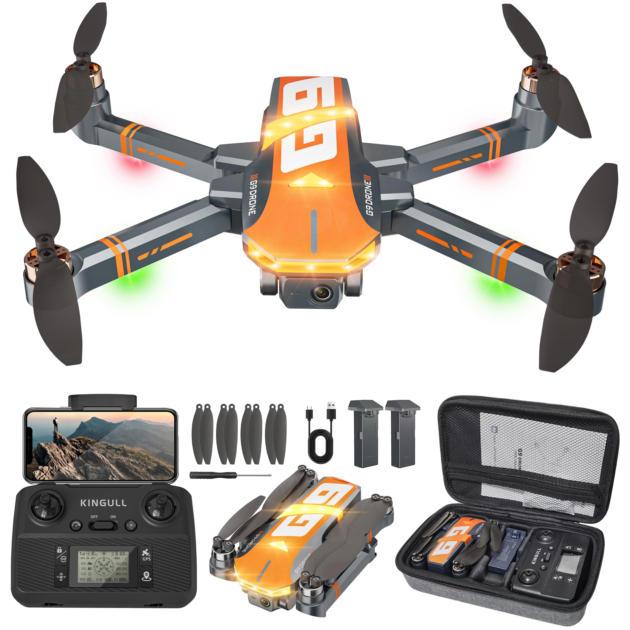 G9 GPS Drone avec Caméra 4K EIS, 45 Mins Vol, Moteur sans Balais, Retour Auto, Moins de 249g C0