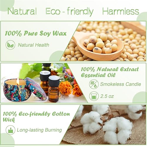 Miniatura 3 de Juego de 9 velas perfumadas para mujer, paquete de 9 velas de aromaterapia para el hogar, vela de soja de larga duración de 180 horas, vela de