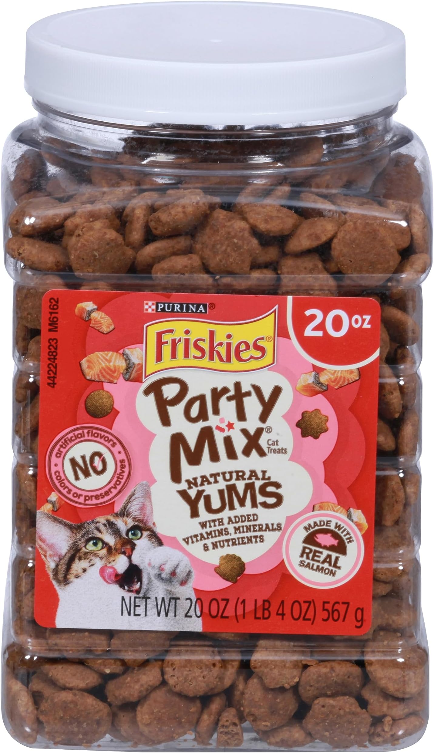 Purina Made in USA Facilities, Natural Cat Treats, Party Mix Natural Yums With Real Salmon - 20 Oz. Canister