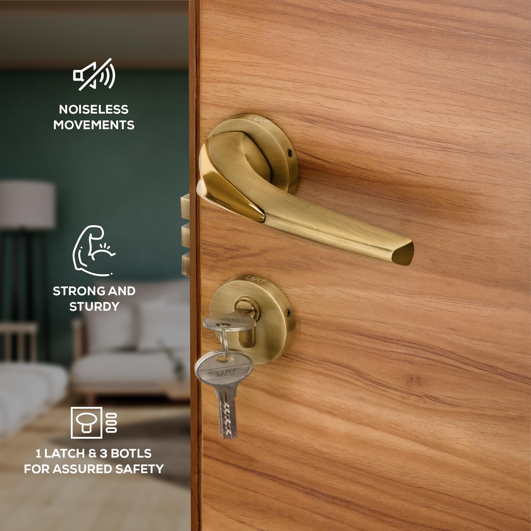 LAPO Mortise Lock - Secure Antique Style Door Lock -4