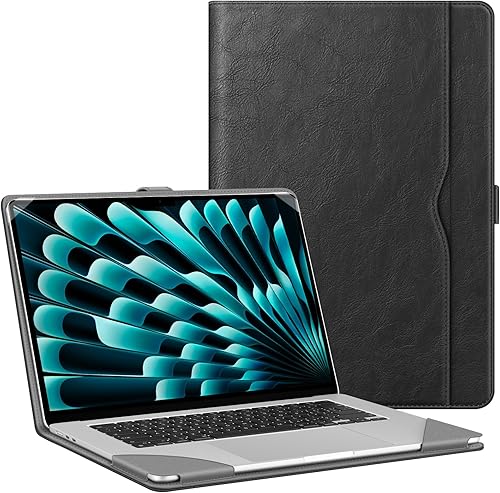 Fintie Funda para MacBook Air de 15 pulgadas A3241 A3114 A2941 (versión 2023 2024 2025), funda de piel sintética prémium para MacBook Air de 15.3