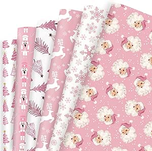 Vnaaem Black Christmas Wrapping Paper 6 Watercolor Xmas Style Gift Wrapping Paper Bulk Santa Snowman Christmas Trees And Reindeer Designs Folded Flat For Winter Holiday 20 X 28inches Per Sheet6 Pac