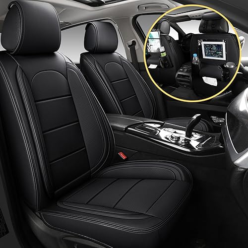 AOOG - Fundas de cuero para asiento de automóvil con organizador de asiento trasero de automóvil, funda universal para asiento de vehículo para la