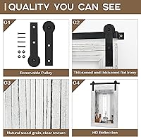 Vista 6 de Espejo de pared con marco de madera rústica de 35 x 24 pulgadas, para baño, sala de estar, entrada (blanco)