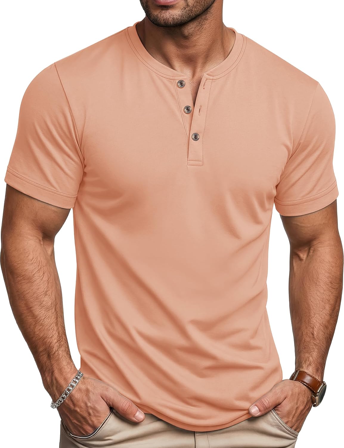 MAGCOMSEN Men's Henley Short Sleeve Shirt Moisture Wicking Lightweight Cotton T-Shirts Casual Summer Basic Tee Shirt