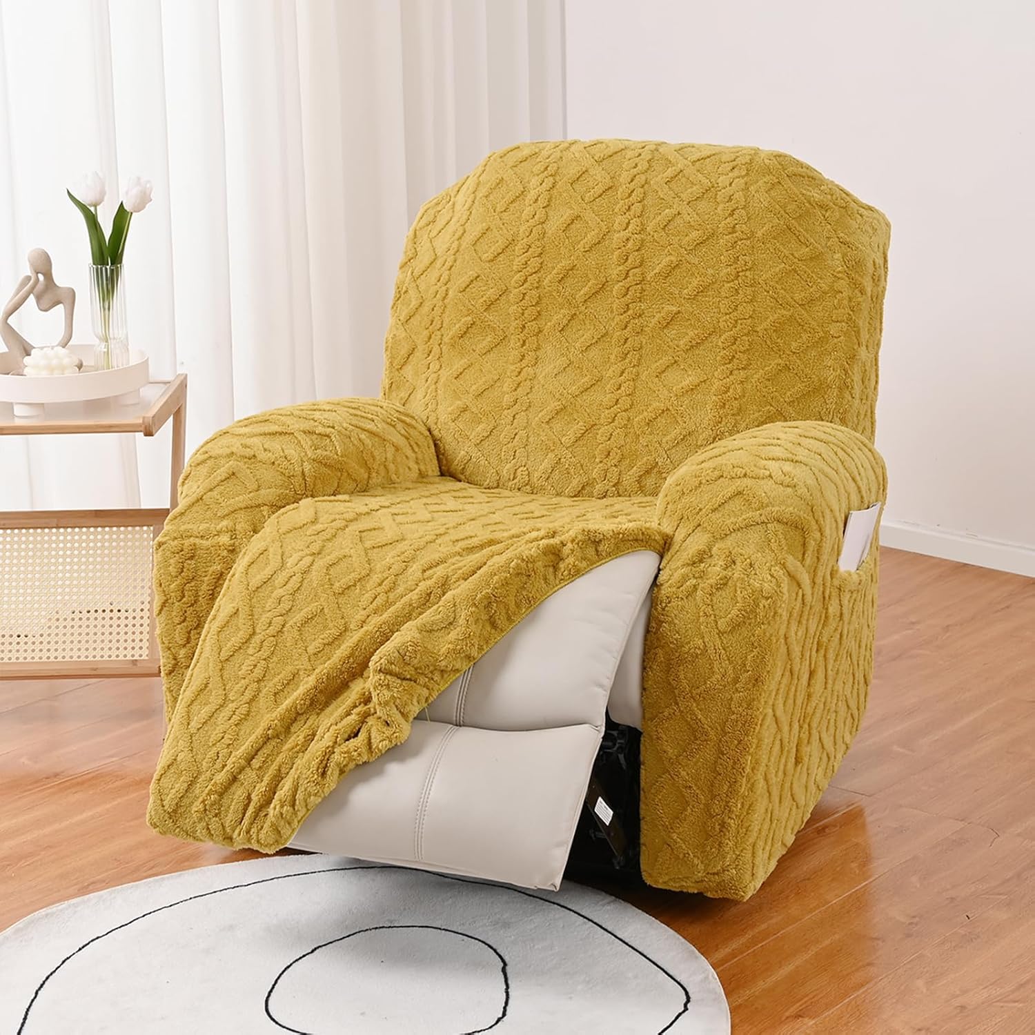 Recliner Chair Covers Lazy Boy Stretch Recliner Slipcovers Covers with Side Pocket Recliner Sofa Couch Cover Anti-Slip Fitted Washable Furniture Protector,2,3 Seater