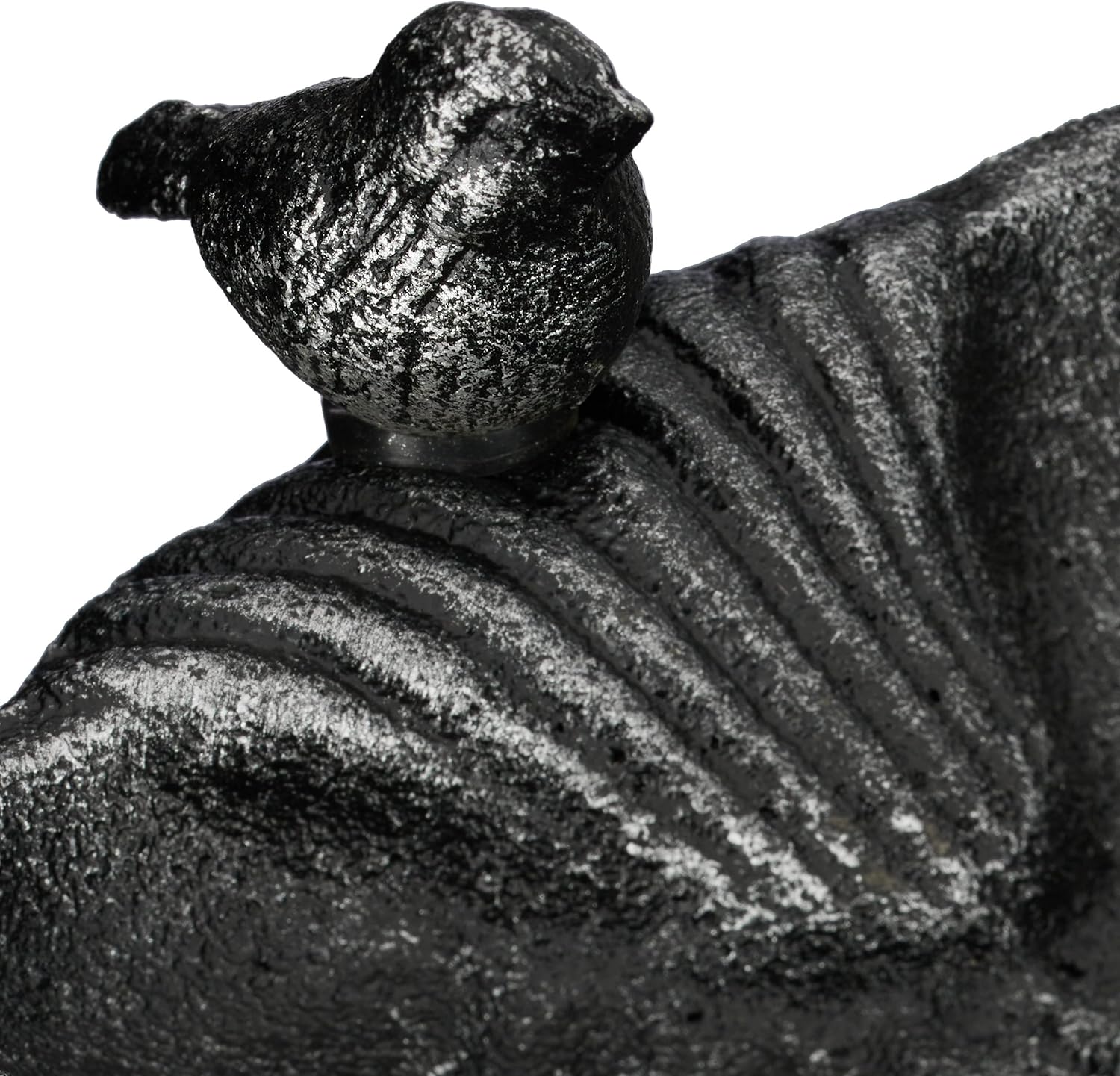 Relaxdays Bird Bath, Standing, Water Bowl, Frost-Proof, H x W x D: 24 x 21 x 18 cm, Cast-Iron, Silver