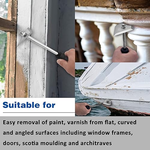 Miniatura 7 de CHILI Hand Tools - Juego de raspadores de acero inoxidable 3 en 1, removedor de pintura de madera, 9 pulgadas de longitud con cuchillas de repuesto