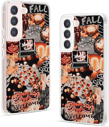 Kyppwh Funda de TPU suave para Samsung Galaxy S22+ de 6.8 pulgadas con diseño de calabaza, otoño, Halloween, tema de Halloween, antiarañazos, a