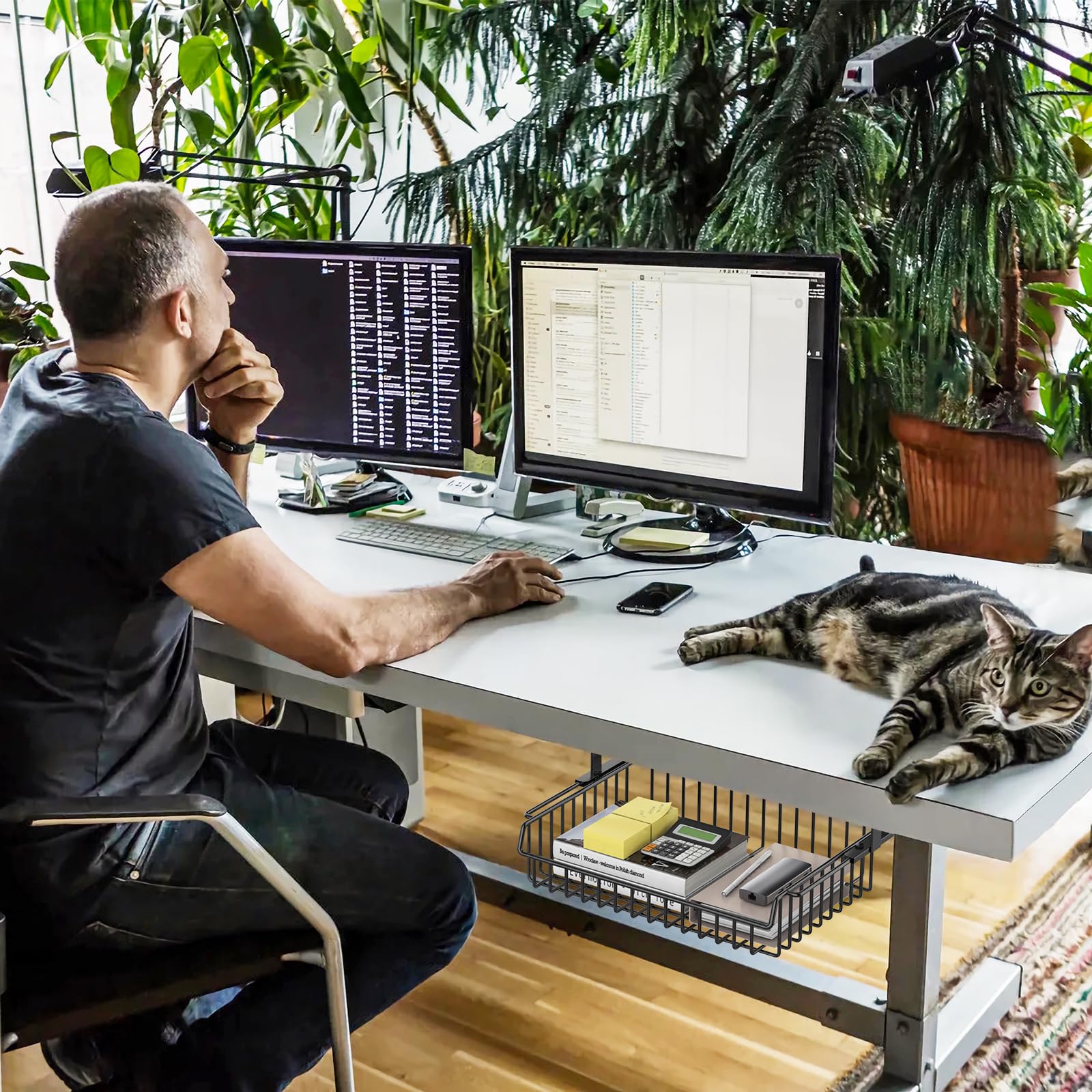 ENONCI Tiroir sous le bureau, Métal Sous le tiroir de la table Organisateur de grande capacité pour le bureau à la maison école, Noir