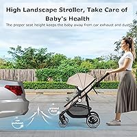 Vista 7 de INFANS Cochecito infantil 2 en 1, cochecito de bebé horizontal y cochecito de cuna reversible, cochecito plegable con toldo ajustable, soporte