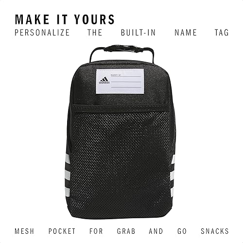 Miniatura 5 de adidas Santiago Lonchera unisex con enfriador para mujeres y hombres, contenedor de alimentos aislado con bolsillo de malla, Negro/Blanco, Talla