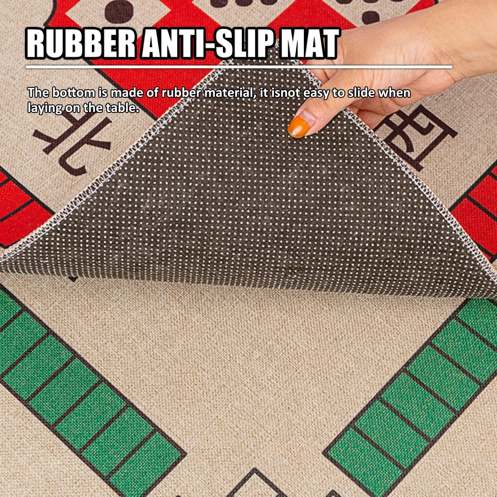 Tapis de Table de mah-Jong, Tapis de Jeu Enroulable et antidérapant for Mahjong Poker(Green,78cm/30.7in)
