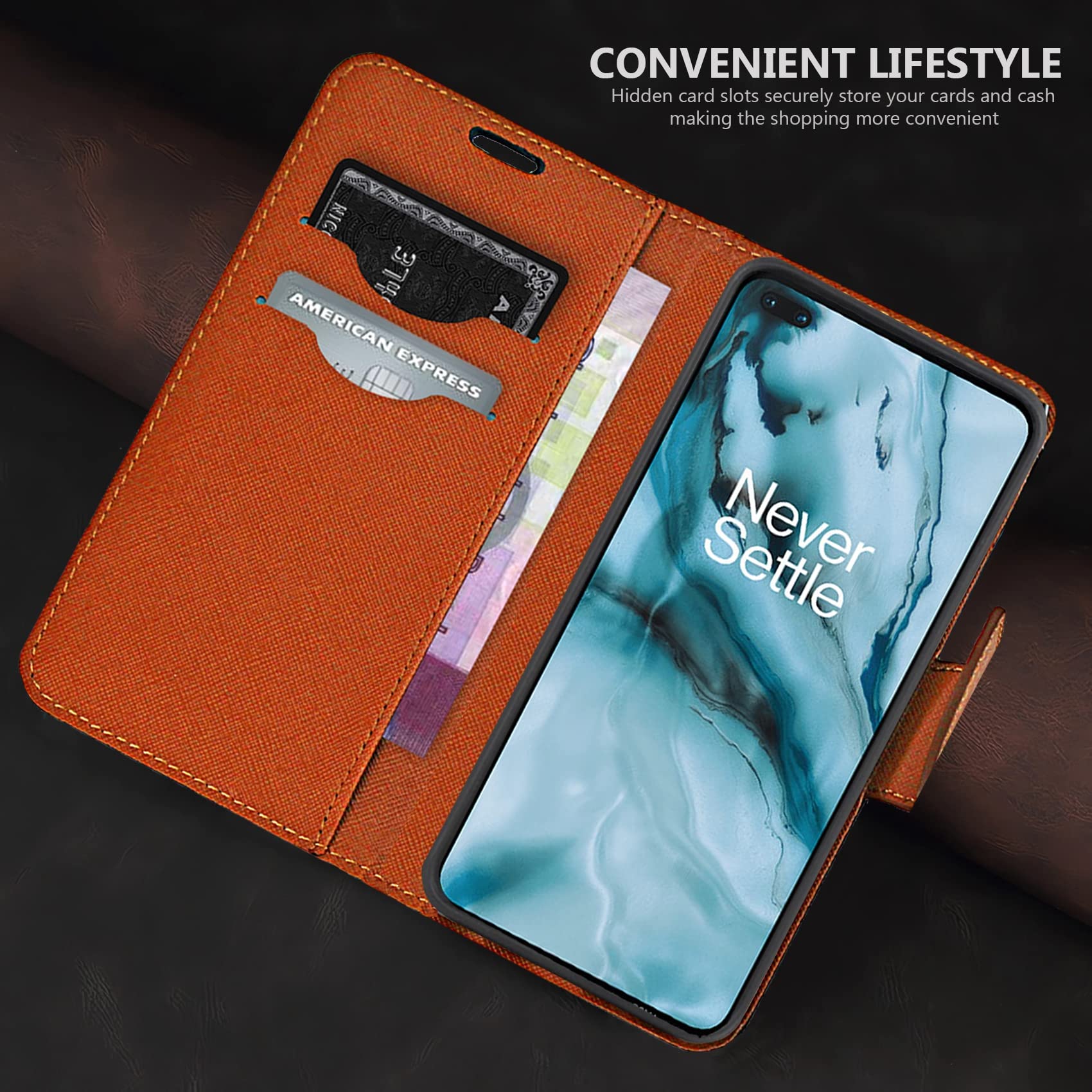 Custodia a libro verticale OnePlus Nord con slot per schede - rossa