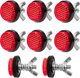Motorcycle License Plate Bolts and Nuts (8Pcs), Motorcycle License Plate Screws, Motorcycle Red Reflectors, M5 Tag Screws for License Plate, 7/16" Size, for Motorcycle, Bike, Bicycle, Car