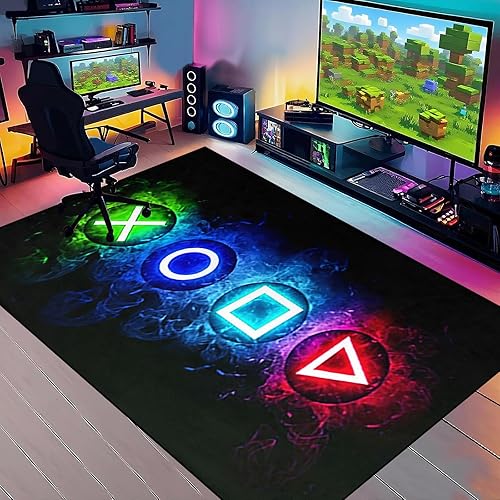 Alfombras de área de juegos, alfombra de jugador para niños, decoración de habitación de jugadores, alfombras de juegos para niños y adolescentes,