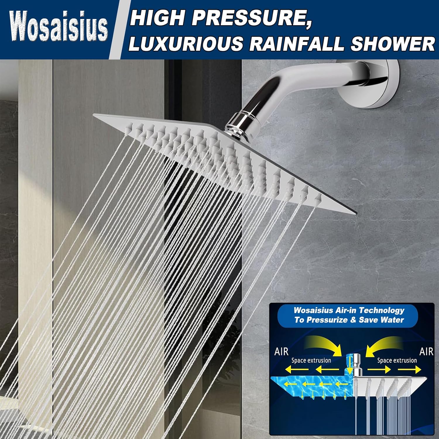 10 Settings Hand Shower & 6'' Chrome Shower Combo