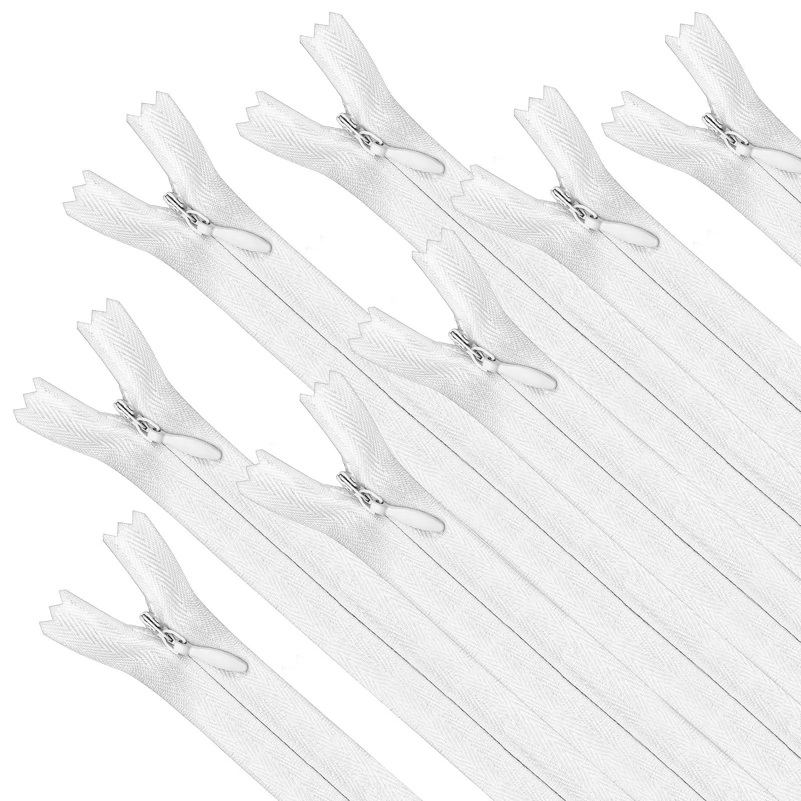 Gmhlles White 35Pcs Invisible Zips 16Inch/40Cm Closed Zip Fixer For Tailor Sewing Tools Cushion Diy Craft Dressmaking Pillows Skirts Clothes Bags Pants