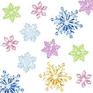Dilunave 40 Pieces Pastel Christmas Snowflake Ornaments Acrylic Christmas Tree Decorations Crystal Snowflakes Translucent Winter Hanging Ornaments for Xmas Tree DIY Crafts