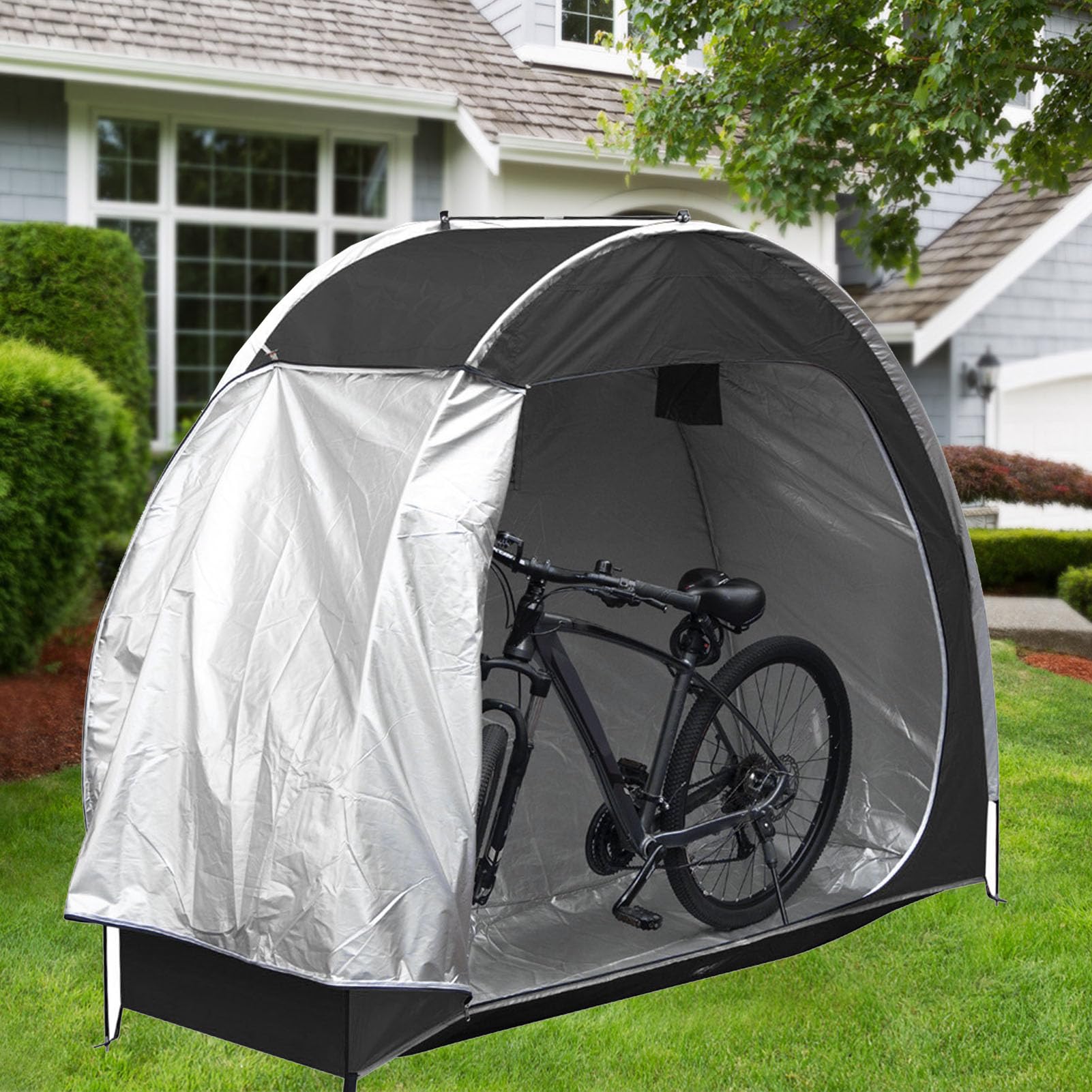 Tenda per Deposito Biciclette, Tenda per Deposito Biciclette Portatile con Tessuto Oxford 210D Resistente All'acqua Tenda per Deposito Biciclette per Moto, Attrezzi da Giardino,