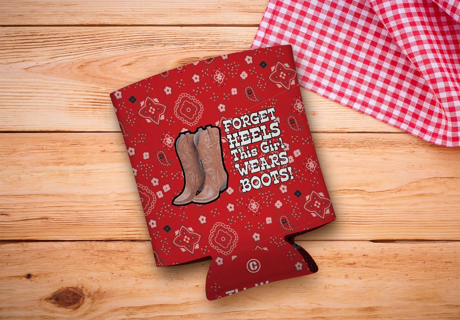 Funny Can Coolie Forget Heels Girl Wears Boots Country Cowgirl Rodeo Western Fashion 2-Pack Can Drink Thermocoolers