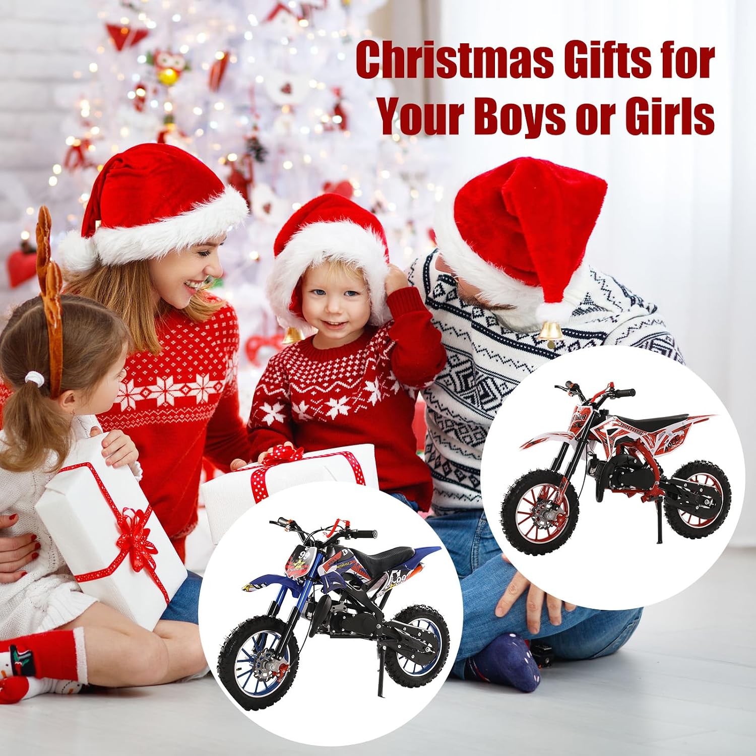 Dirt Bike for Kids & Adults, 50cc 2-Stroke Gas Powered Off Road Motocross, Mini Bike for Kids, Pocket Rocket Bike with Front Rear Disc Brakes, Trail Bike Racing Speeds Up to 40 MPH(Blue)
