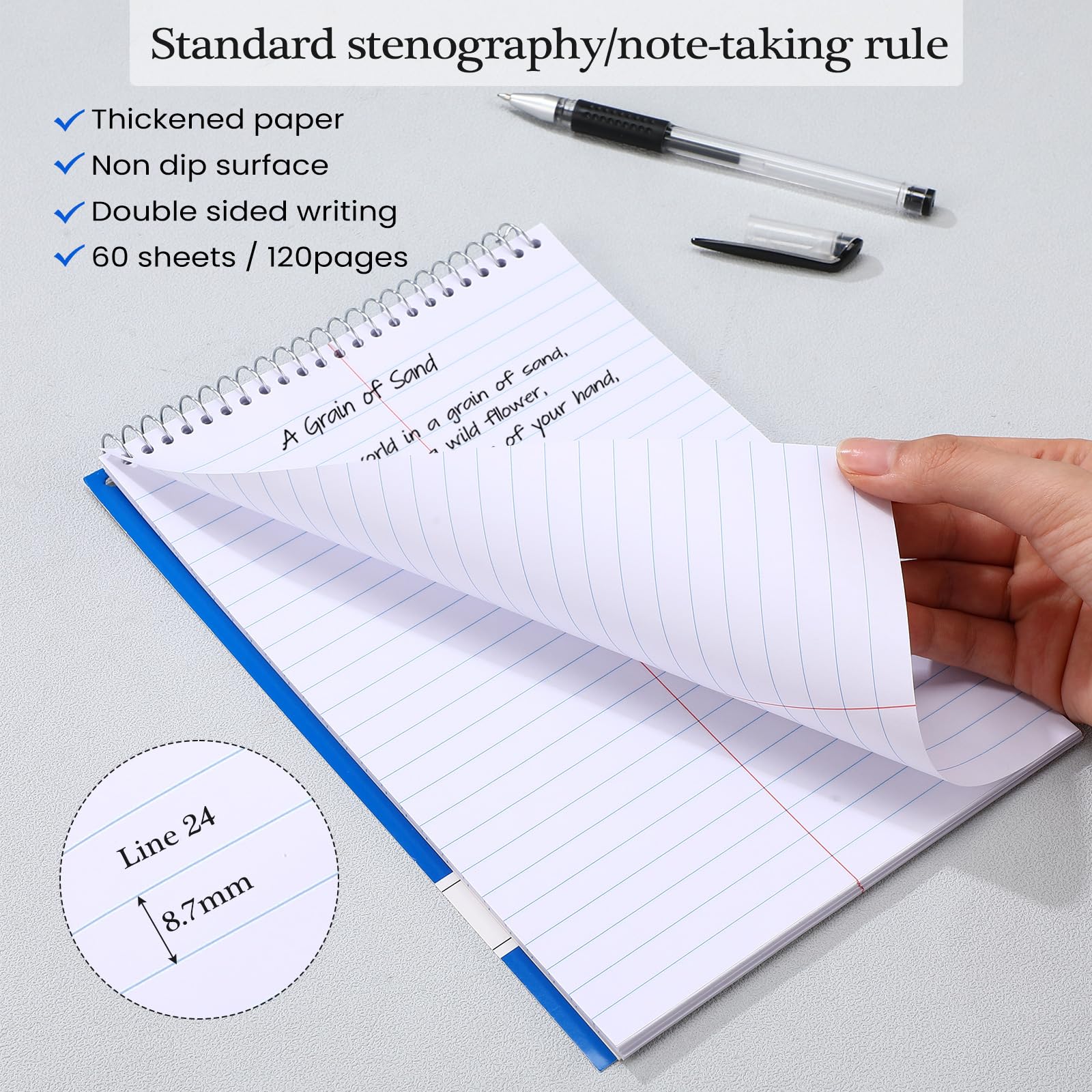 Cholemy 30 Pack Spiral Steno Pads 6 X 9 Inches 60 Sheets