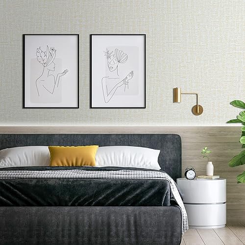 Miniatura 3 de Papel tapiz autoadhesivo de tela de hierba beige, 15.7 x 300 pulgadas, papel tapiz autoadhesivo para despegar y pegar, fácil de pegar, papel de