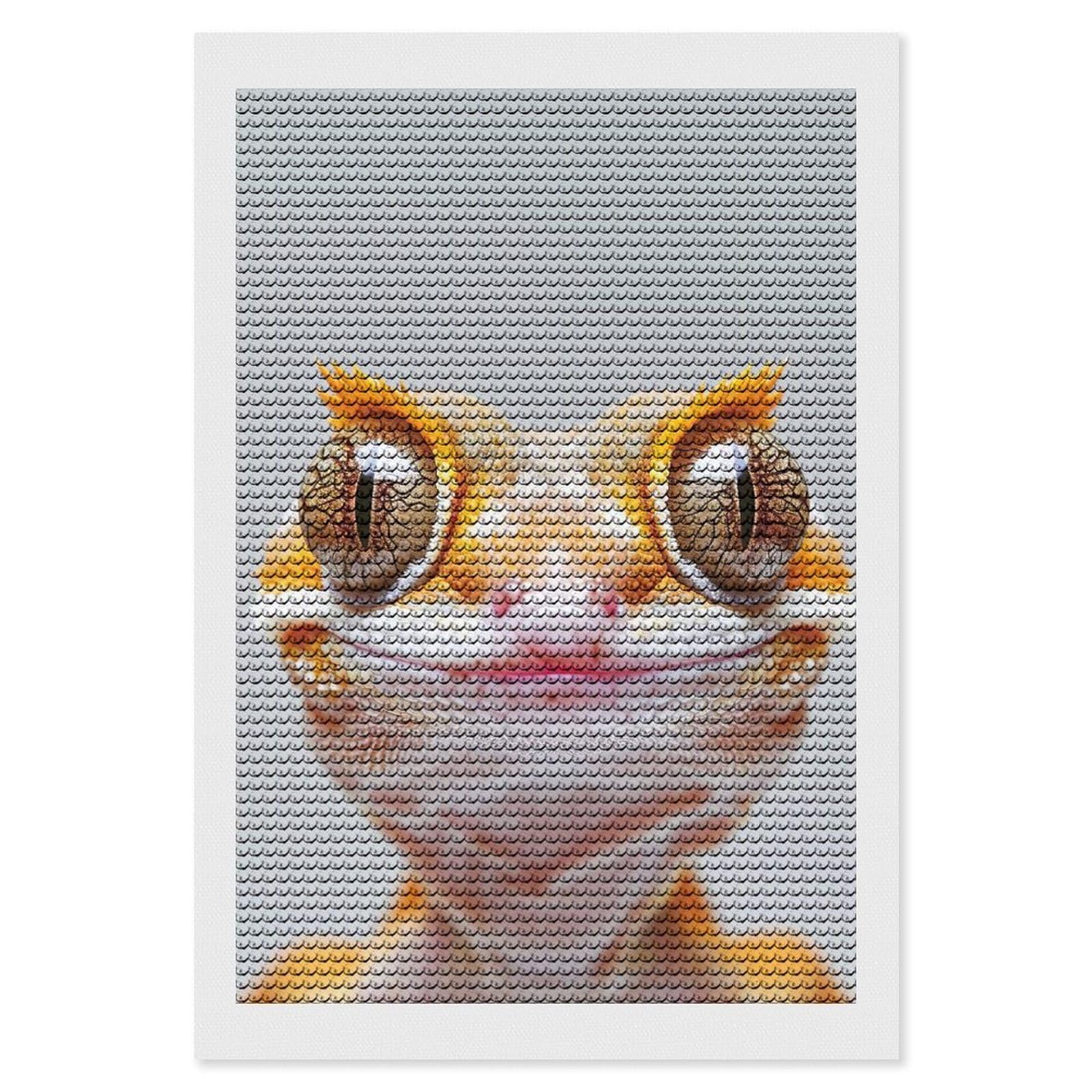 Junmoney Crested Gecko Face Diamond Painting Canvas Set 8"x12", Easy to Enjoy, Adhesive Canvas, Office Decor, Holiday Gift Idea, with Tool Kit