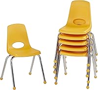 Vista 84 de Factory Direct Partners 10367-BL Silla escolar apilable de 16 pulgadas, asiento apilable para estudiantes con patas de acero cromado y rodamientos